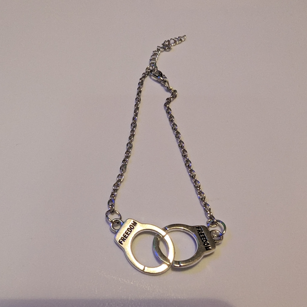 Fashion Handcuffs freedom single layer antique silver ankle bracelet - Picture 5 of 13